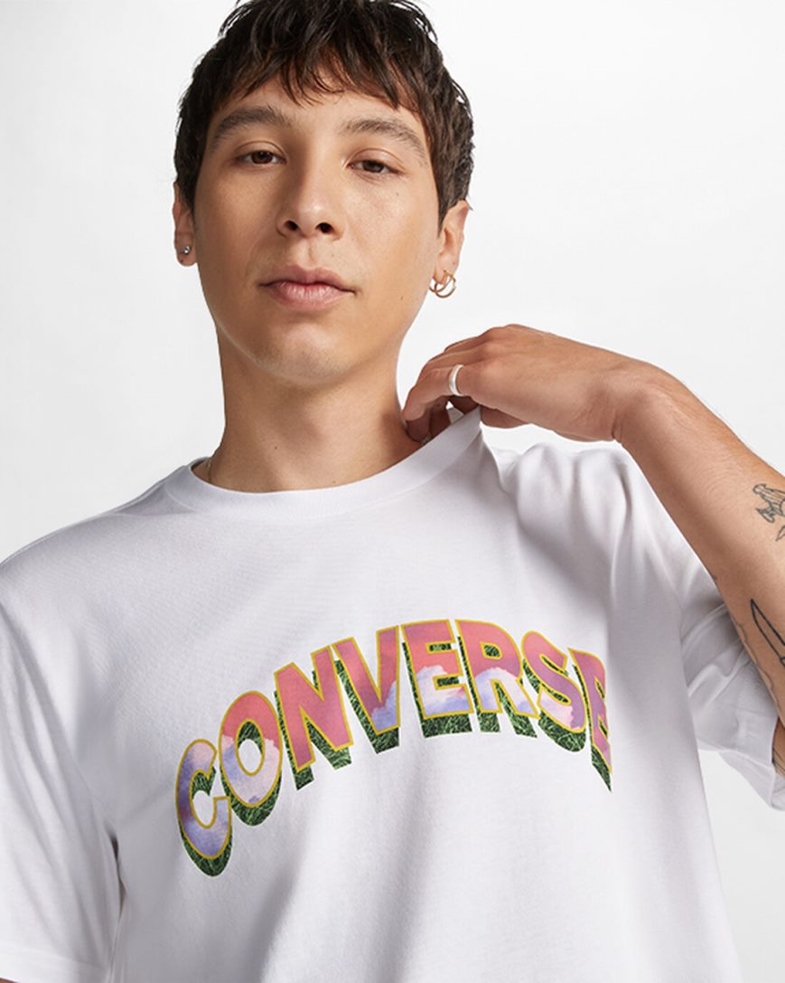 Pánské T-Shirts Converse Cloud Fill Logo Bílé | CZ DCNS64